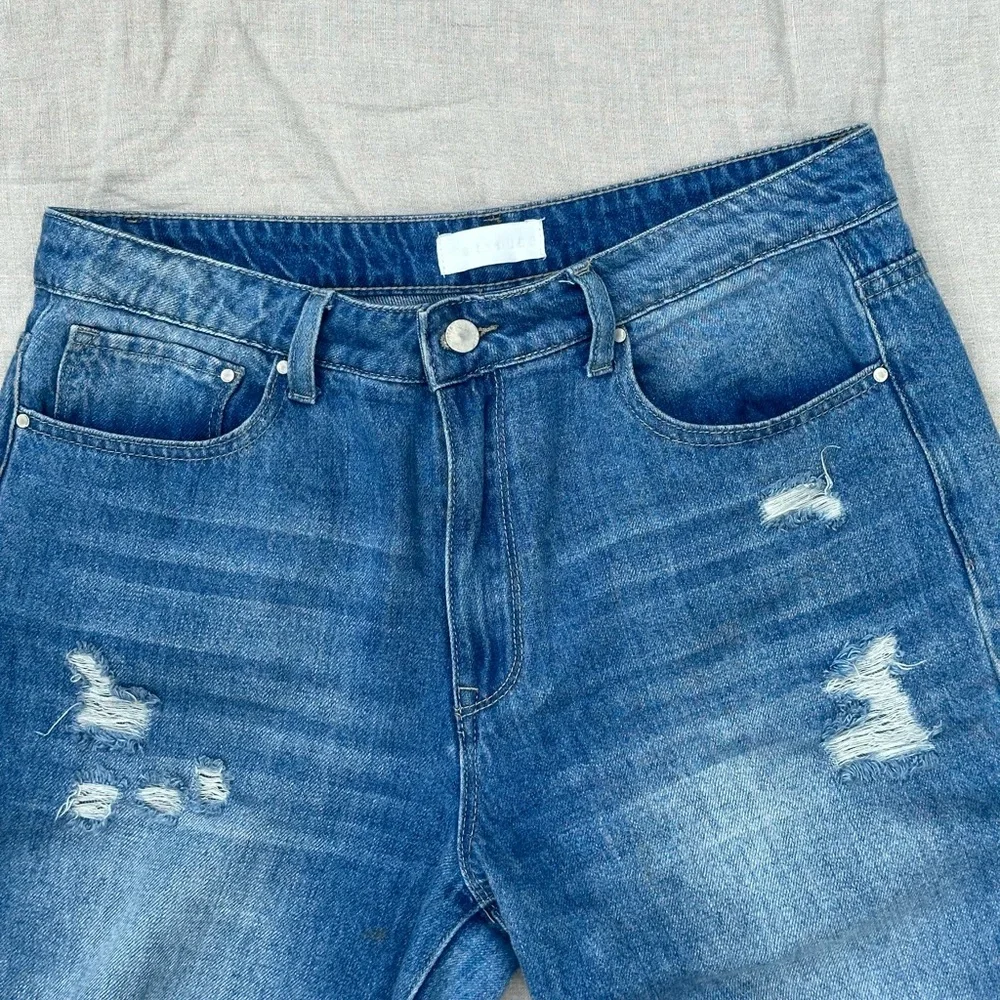 Petra153 Women’s High Rise Distressed Straight Jean - Medium Wash - Size 11/29 - Picture 3 of 5